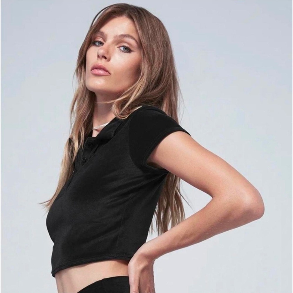 Alo Yoga Velour Choice Polo Cropped Preppy Atheleisure Streetfashion Pickleball